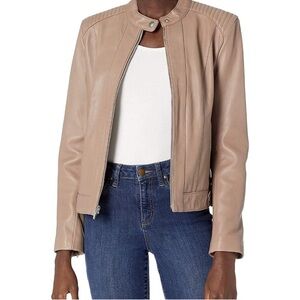 Cole Haan Tan Leather Jacket for Women Genuine Lamb Skin